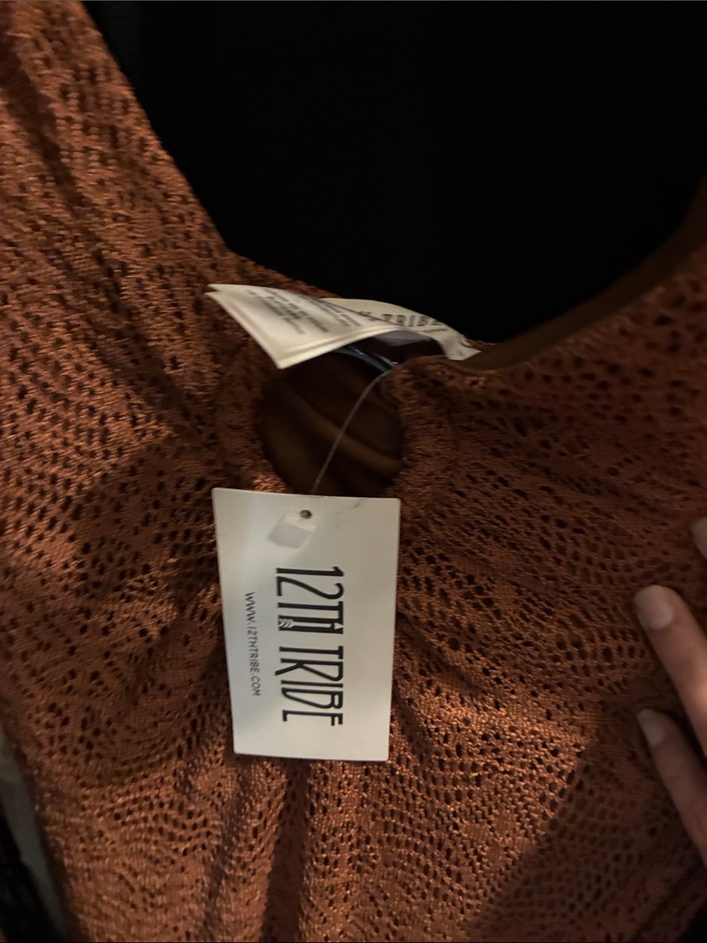 12th Tribe Brown Crochet V-Neck Slip Dress - Picture 7 of 7